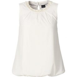 Bluzka bonprix biel wełny. Białe bluzki asymetryczne bonprix, z wełny, eleganckie. Za 99,99 zł.