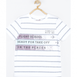 Koszulka. Białe t-shirty chłopięce BORN TO FLY, z aplikacjami, z elastanu, z długim rękawem. Za 36,90 zł.