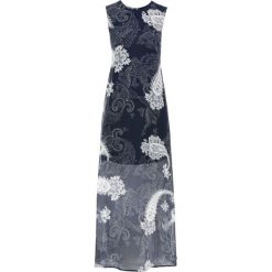Letnia sukienka maxi szyfonowa bonprix ciemnoniebieski "paisley". Niebieskie sukienki damskie bonprix, na lato, bez wzorów, z szyfonu, bez kołnierzyka, bez rękawów, maxi. Za 129,99 zł.
