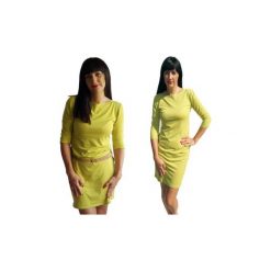 Sukienka Evila Kolor - Zieleń Rozmiar - S/M. Żółte sukienki damskie EVILA, s, bez wzorów, z elastanu, eleganckie, bez kołnierzyka, bez rękawów. Za 21,80 zł.