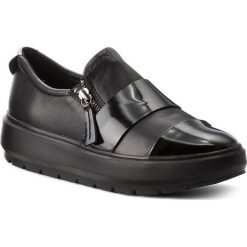Półbuty GEOX - D Kaula F D84ANF 08554 C9999 Black. Czarne półbuty damskie Geox, bez wzorów, ze skóry ekologicznej, bez obcasa, na obcasie, bez zapięcia. W wyprzedaży za 289,00 zł.