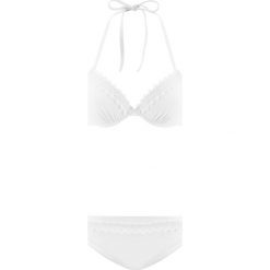 Bikini na fiszbinach (2 części) bonprix biały. Białe bikini bonprix, w koronkowe wzory. Za 49,99 zł.