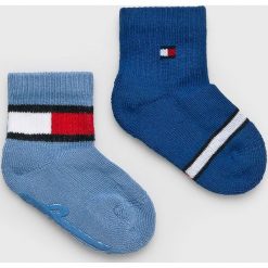 Tommy Hilfiger - Skarpetki dziecięce (2-pack). Niebieskie skarpetki dziewczęce TOMMY HILFIGER, bez wzorów, z elastanu. W wyprzedaży za 24,90 zł.