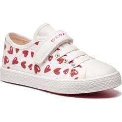Trampki GEOX - J Ciak G. J J9204J 000AN C0050 S White/Red. Białe trampki dziewczęce Geox, z aplikacjami, z gumy, na rzepy. Za 239,00 zł.