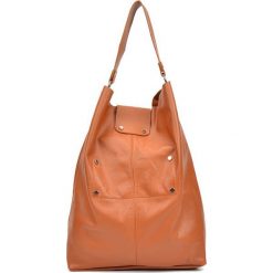 Shopper bag damskie: Skórzana torebka w kolorze koniaku – (S)44 x (W)46 x (G)11 cm