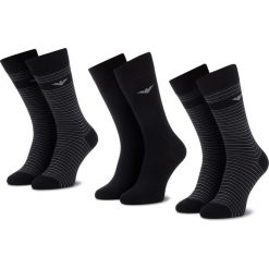 Zestaw 3 par wysokich skarpet męskich EMPORIO ARMANI - 302402 9P293 00020 Nero. Czarne skarpetki męskie z elastanu. W wyprzedaży za 109,00 zł.