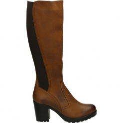 Kozaki - 7630 TAN. Brązowe buty zimowe damskie Venezia, z nubiku. Za 429,00 zł.
