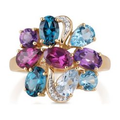 RABAT Pierścionek - , Diament 0,03ct. Żółte pierścionki damskie marki W.KRUK, z topazem, złote. W wyprzedaży za 849,00 zł.
