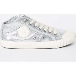 Pepe Jeans - Tenisówki. Szare trampki i tenisówki damskie marki Pepe Jeans, z jeansu, na sznurówki. W wyprzedaży za 219,90 zł.