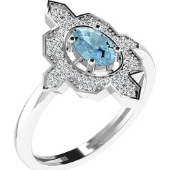 Złoty pierścionek z diamentami i syntetycznym akwamarynem. Szare pierścionki damskie Art of Diamond & Co., z diamentem, złote. W wyprzedaży za 914,95 zł.
