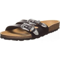 Buty damskie: Skórzane klapki w kolorze czarnym
