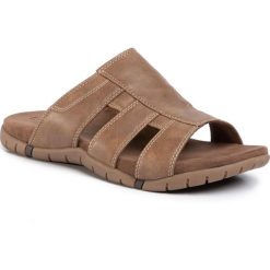 Klapki LANETTI - MBS-KOD-02 Brown. Pomarańczowe klapki męskie Lanetti, ze skóry ekologicznej, bez zapięcia. Za 89,99 zł.