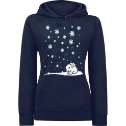 Bluzy damskie: zimowy króliczek Bluza z kapturem damska ciemnoniebieski