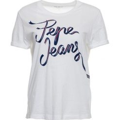 Pepe Jeans T-shirt damski Anouck L biały. Białe koszulki damskie Pepe Jeans, l, bez wzorów, z jeansu, bez kołnierzyka. Za 169,00 zł.