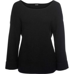 Sweter, rozszerzane rękawy bonprix czarny. Czarne swetry klasyczne damskie bonprix. Za 109,99 zł.