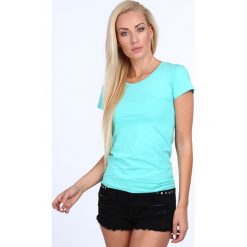 T-shirt dekolt półokrągły miętowy 724. Zielone t-shirty damskie Fasardi, s, bez wzorów, bez kołnierzyka. Za 39,00 zł.