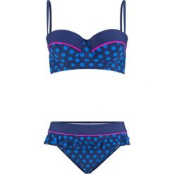 Bikini na fiszbinach (2 części) bonprix niebieski w kropki. Niebieskie bikini bonprix, w kropki. Za 129,99 zł.