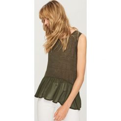 Bluzki, topy, tuniki: Top ze zwiewną falbanką – Khaki