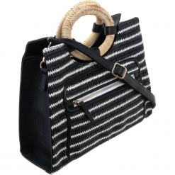 Torebka damska shopper w paski Monnari 3020 czarna - czarny. Czarne torby damskie na zakupy Monnari, w paski, ze skóry ekologicznej, bez dodatków. Za 189,00 zł.
