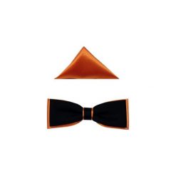 Czarno - pomarańczowa mucha slim z poszetką B15. Pomarańczowe muszki męskie Modini Moda Męska, na co dzień, bez wzorów, z tkaniny, eleganckie. Za 45,00 zł.