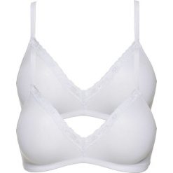 Biustonosz bez fiszbinów (2 szt.), bawełna organiczna bonprix 2x biały. Białe biustonosze bonprix, w koronkowe wzory, z elastanu. Za 55,98 zł.