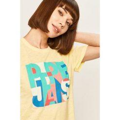 Pepe Jeans - T-shirt Brooke. Niebieskie bluzki damskie Pepe Jeans, s, z nadrukiem, z bawełny, z okrągłym kołnierzem. Za 159,90 zł.
