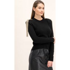 Sweter Patrizia Pepe 2M3772/A5P2-K103. Czarne swetry damskie Patrizia Pepe, m, bez wzorów, z elastanu, klasyczne, bez rękawów, bez kaptura. W wyprzedaży za 499,00 zł.