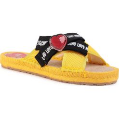 Espadryle LOVE MOSCHINO - JA28072G0AJS0400 Giallo. Żółte espadryle damskie Love Moschino, z aplikacjami, ze skóry ekologicznej, bez obcasa. Za 749,00 zł.