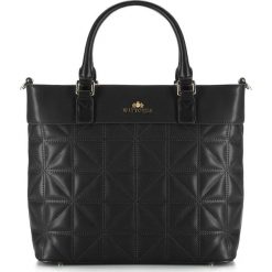 Torebka damska 83-4E-446-1. Czarne shopper bag damskie Wittchen, w paski, ze skóry, pikowane. Za 399,00 zł.