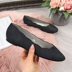 Baleriny damskie w kropki czarne S.Barski. Czarne baleriny damskie S.barski, bez wzorów, bez obcasa. Za 69,99 zł.