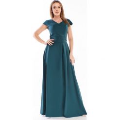 Elegancka sukienka maxi z wiązaniem w pasie. Sukienki damskie Made in Poland, bez wzorów, z elastanu, eleganckie, bez kołnierzyka, bez rękawów, maxi. Za 269,00 zł.