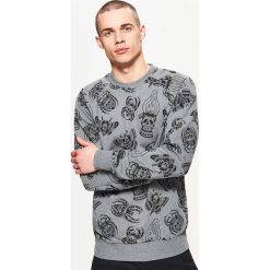 Bluzy męskie: Bluza z nadrukiem w czaszki – Jasny szary