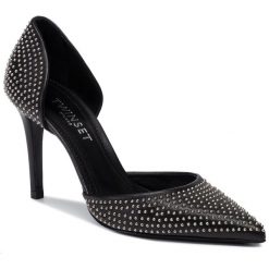 Szpilki TWINSET - Decollete' 192TCP152 Nero 00006. Czarne półbuty damskie Twinset, z aplikacjami, ze skóry, eleganckie, bez obcasa, na obcasie, bez zapięcia. W wyprzedaży za 1099,00 zł.