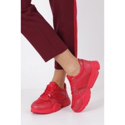Czerwone buty sportowe sneakersy sznurowane casu 7-k571c. Czerwone buty sportowe damskie Casu, ze skóry ekologicznej. Za 89,99 zł.