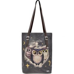 Shopper bag damskie: Shopper bag „Owls Family” w kolorze czarnym – 40 x 43 cm