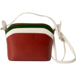 Torebki klasyczne damskie: Skórzana torebka w kolorze czerwono-kremowym – 27 x 20 x 8 cm