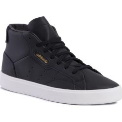 Buty adidas - Sleek Mid W EE4727 Cblack/Cblack/Cblack. Czarne półbuty damskie Adidas, bez wzorów, ze skóry, bez obcasa, na płaskiej podeszwie, bez zapięcia. Za 399,00 zł.