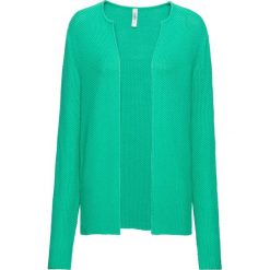 Sweter bez zapięcia bonprix zielony oceaniczny. Zielone swetry damskie bonprix, bez wzorów, bez rękawów, bez kaptura. Za 109,99 zł.