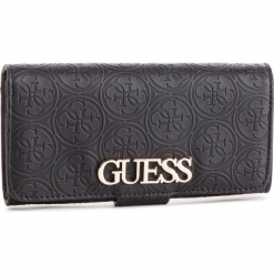 Duży Portfel Damski GUESS - SWSG71 7859 BLA. Czarne portfele damskie Guess, z aplikacjami, ze skóry ekologicznej. Za 279,00 zł.