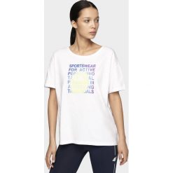 T-shirt damski TSD232 - biały. Białe t-shirty damskie 4f, bez wzorów, bez kołnierzyka. Za 59,99 zł.