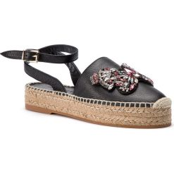 Espadryle TWINSET - Espadrillas 191TCP10A Nero 00006. Czarne espadryle damskie marki Twinset, z aplikacjami, ze skóry, bez obcasa. Za 929,00 zł.