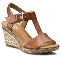 Espadryle GABOR - 22.824.54 Penaut. Pomarańczowe espadryle damskie Gabor, z aplikacjami, ze skóry, bez obcasa, na obcasie. W wyprzedaży za 299,00 zł.