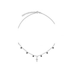 Srebrny naszyjnik choker z krzyżykiem i czarnymi cyrkoniami. Szare naszyjniki damskie Atdiament, z cyrkonią, srebrne. Za 109,00 zł.
