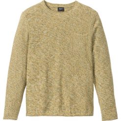 Sweter melanżowy z okrągłym dekoltem bonprix oliwkowy melanż. Zielone swetry męskie bonprix, s, bez wzorów, z okrągłym kołnierzem, bez kaptura. Za 74,99 zł.