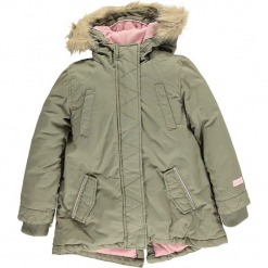 Kurtka zimowa w kolorze khaki. Brązowe kurtki dziewczęce Esprit, na zimę, prążkowane. W wyprzedaży za 245,95 zł.
