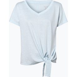 Marc Cain Collections - T-shirt damski z dodatkiem lnu, niebieski. Niebieskie t-shirty damskie marki Marc Cain Collections, bez wzorów, klasyczne, z klasycznym kołnierzykiem. Za 649,95 zł.