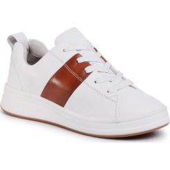 Sneakersy TAMARIS - 1-23713-24 White/Cognac 144. Białe półbuty damskie Tamaris, ze skóry. W wyprzedaży za 239,00 zł.