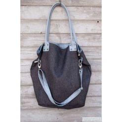 Worek XL Denim Baby. Szare torebki klasyczne damskie Pakamera, bez wzorów, z tkaniny, duże, bez dodatków. Za 189,00 zł.