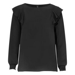 Soyaconcept Bluzka Cemre czarny female czarny S (36). Czarne bluzki damskie Soyaconcept, s, bez wzorów, eleganckie, z falbankami, bez rękawów. W wyprzedaży za 129,00 zł.