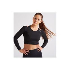 Top fitness kardio 900 damski. Czarne topy damskie DOMYOS, z elastanu, na fitness i siłownię. Za 59,99 zł.